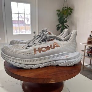 White Hoka running shoes
